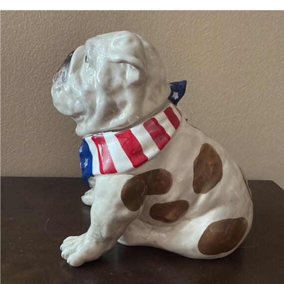 Blue Sky Clayworks Americana STARS & STRIPES Ceramic Cookie Jar NEW 8” Tall - Picture 3 of 4